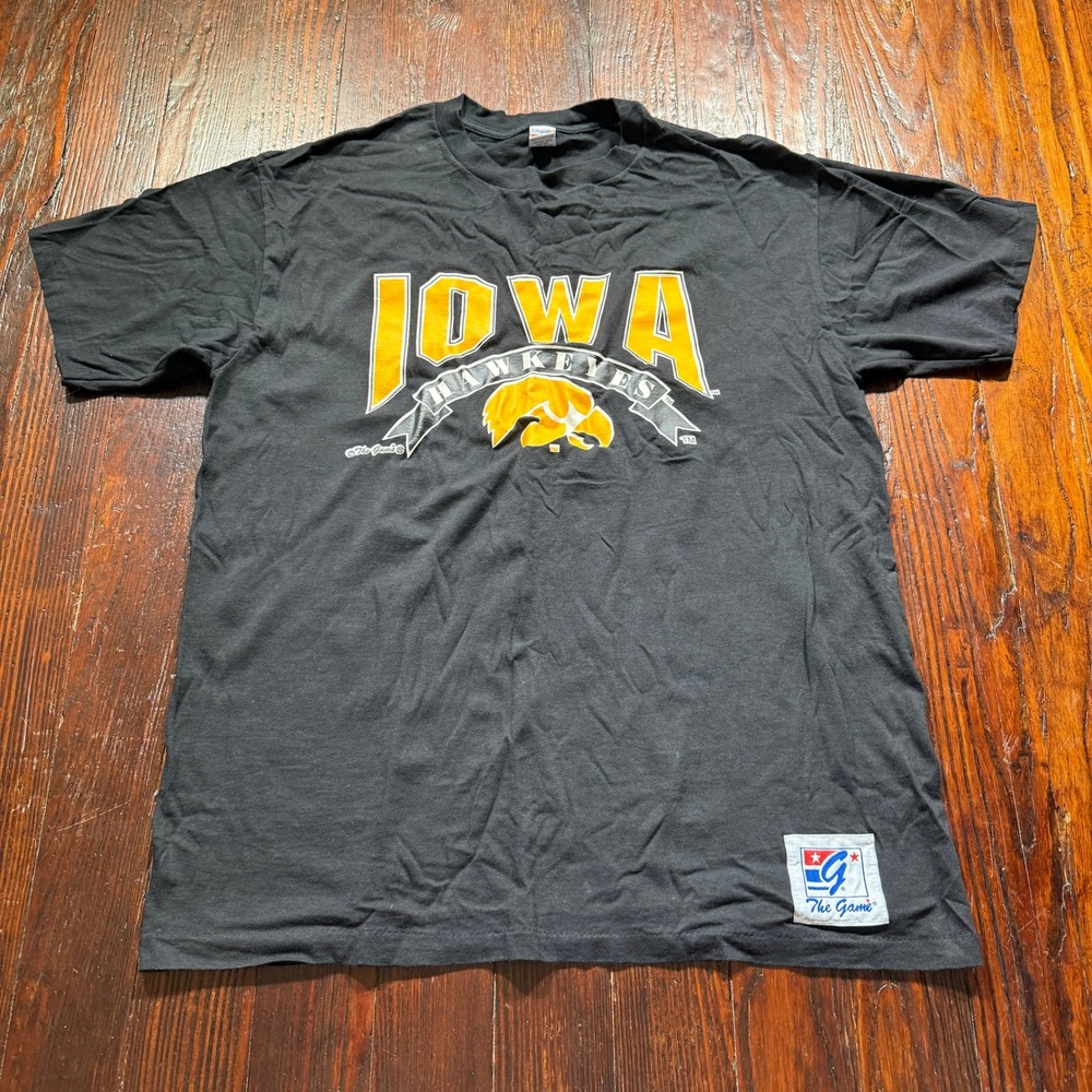 Vintage 90s Iowa Hawkeyes Shirt Mens XL Black The Game Single Stitch USA Made